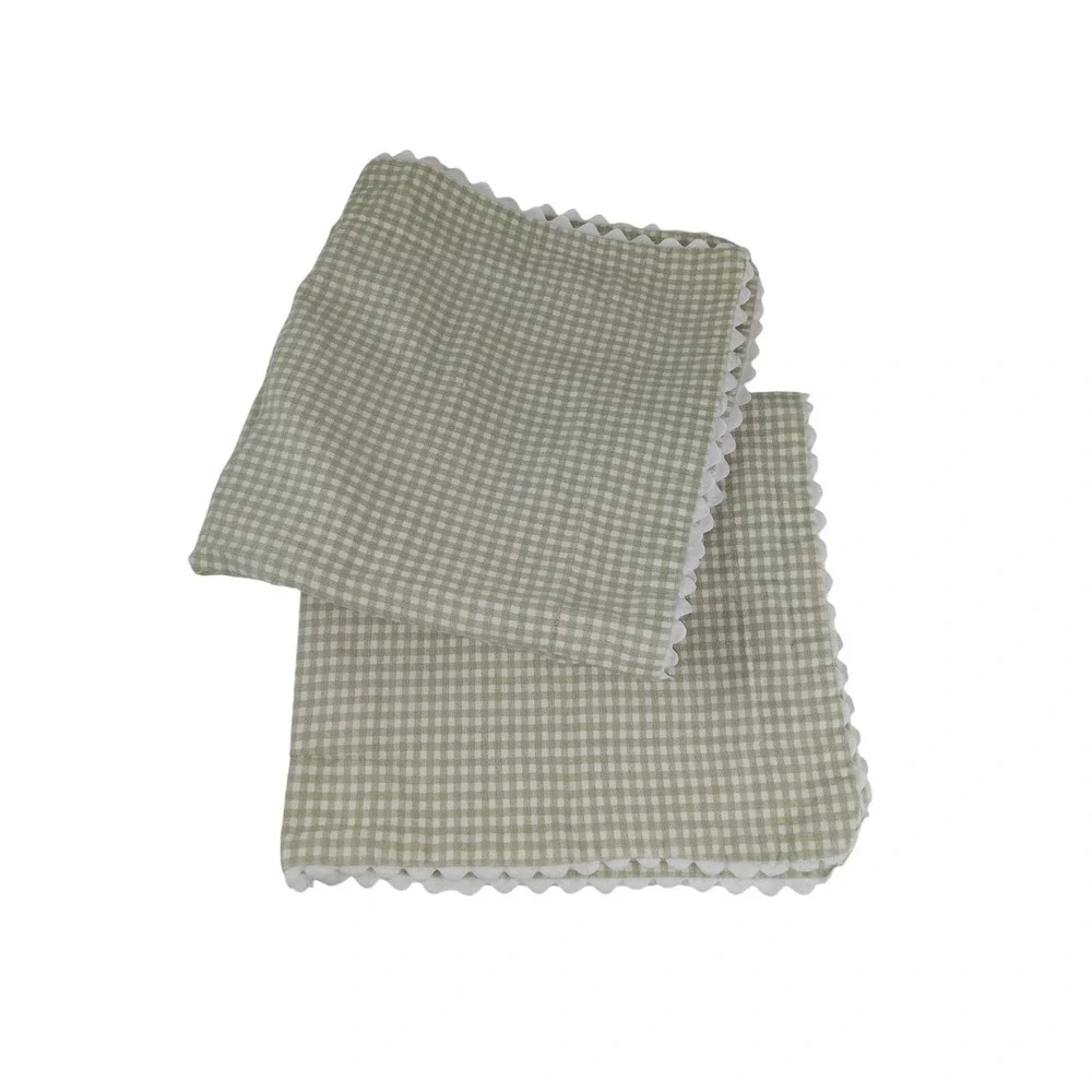 Waverly‎ Pillow Sham STANDARD Green Gingham Checks Reversible Bric A Brac SINGLE